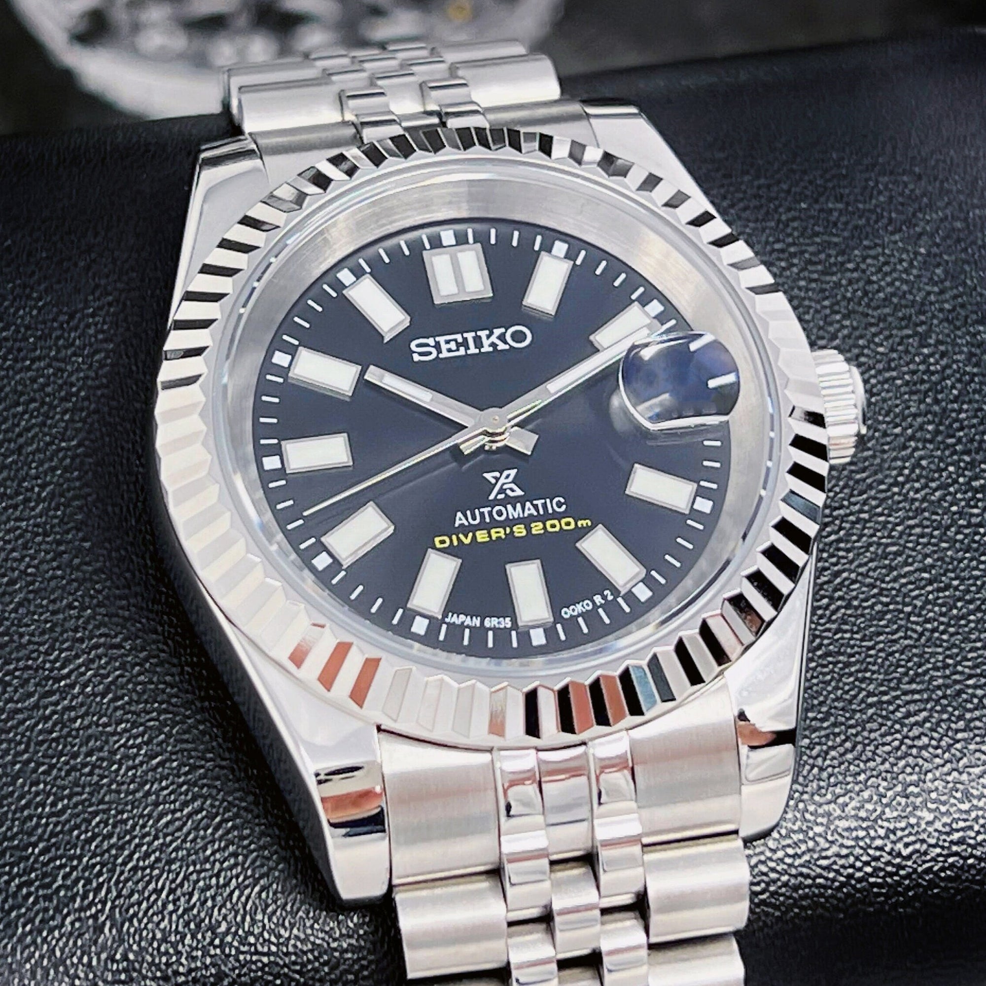 Luxury Black Datejust 39mm | Fluted Bezel | Jub | Date | NH35 | Mod | Watch Mod | Custom Watch | Prospex | DJ39 | Automatic