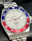 Custom White Pepsi GMT | Watch Mod | Mod | Stainless Steel Sport Watch | Custom NH35 Movement | Blue Red | Jub Strap | Sapphire