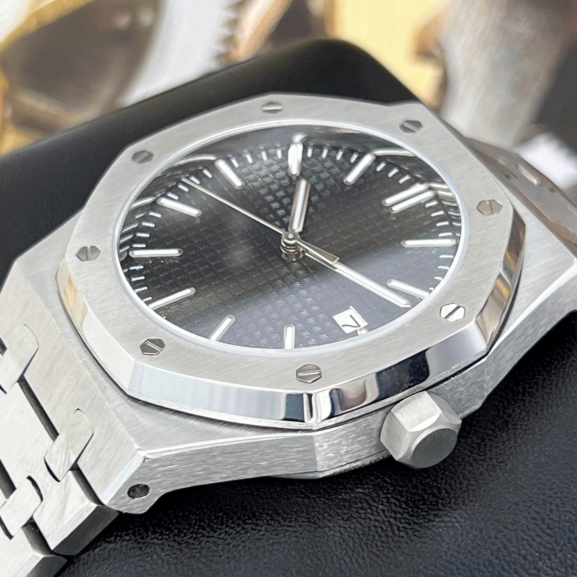 Seikoak Luxury Black Watch | Black Dial | Mod | Watch Mod | Custom Watch | NH35 Automatic Movement | 42mm | Steel Sport | Wristwatch