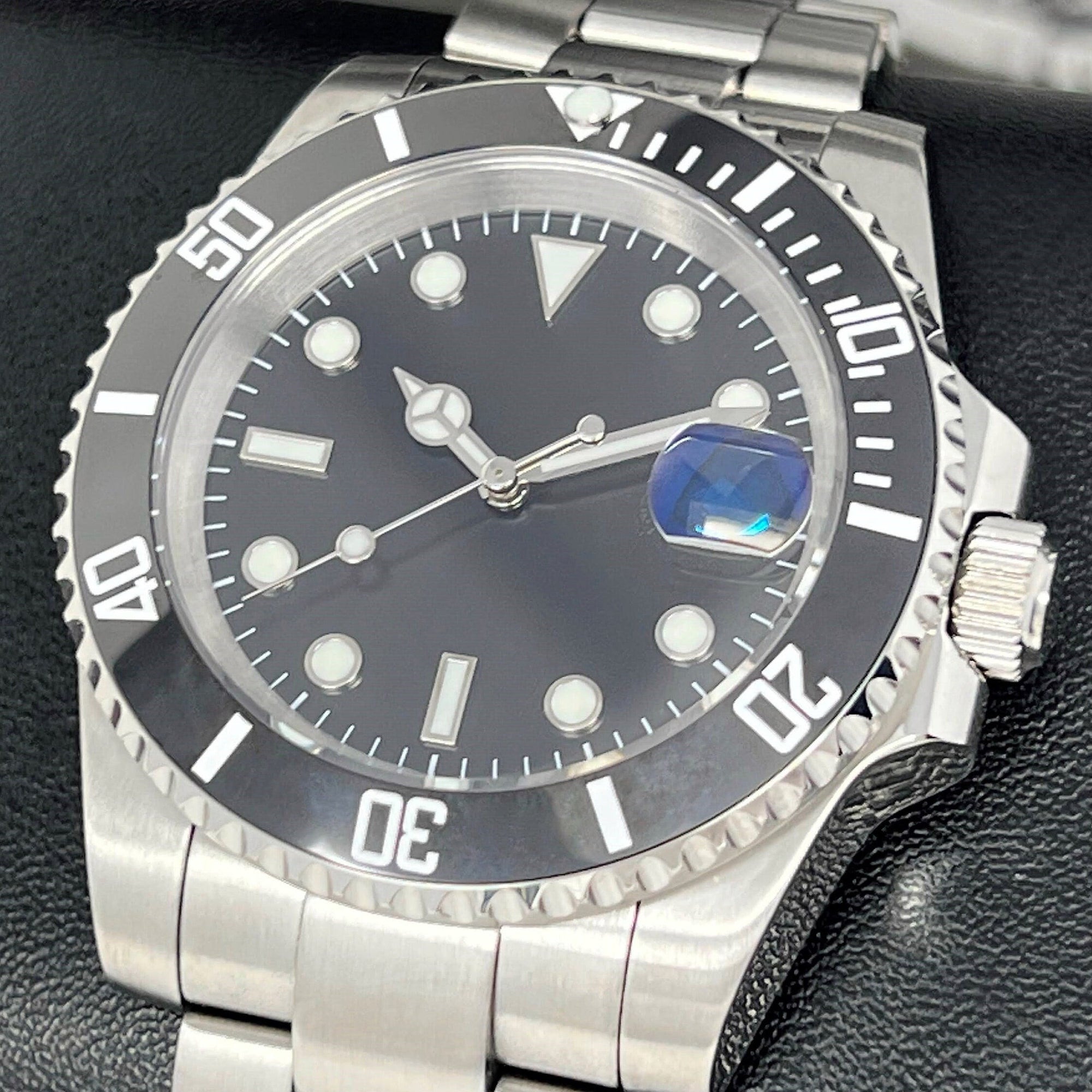 Custom Sub Black | Stainless Steel | Sapphire | Oyst Bracelet | Ceramic Bezel Mod | Watch Mod | with NH35 Movement