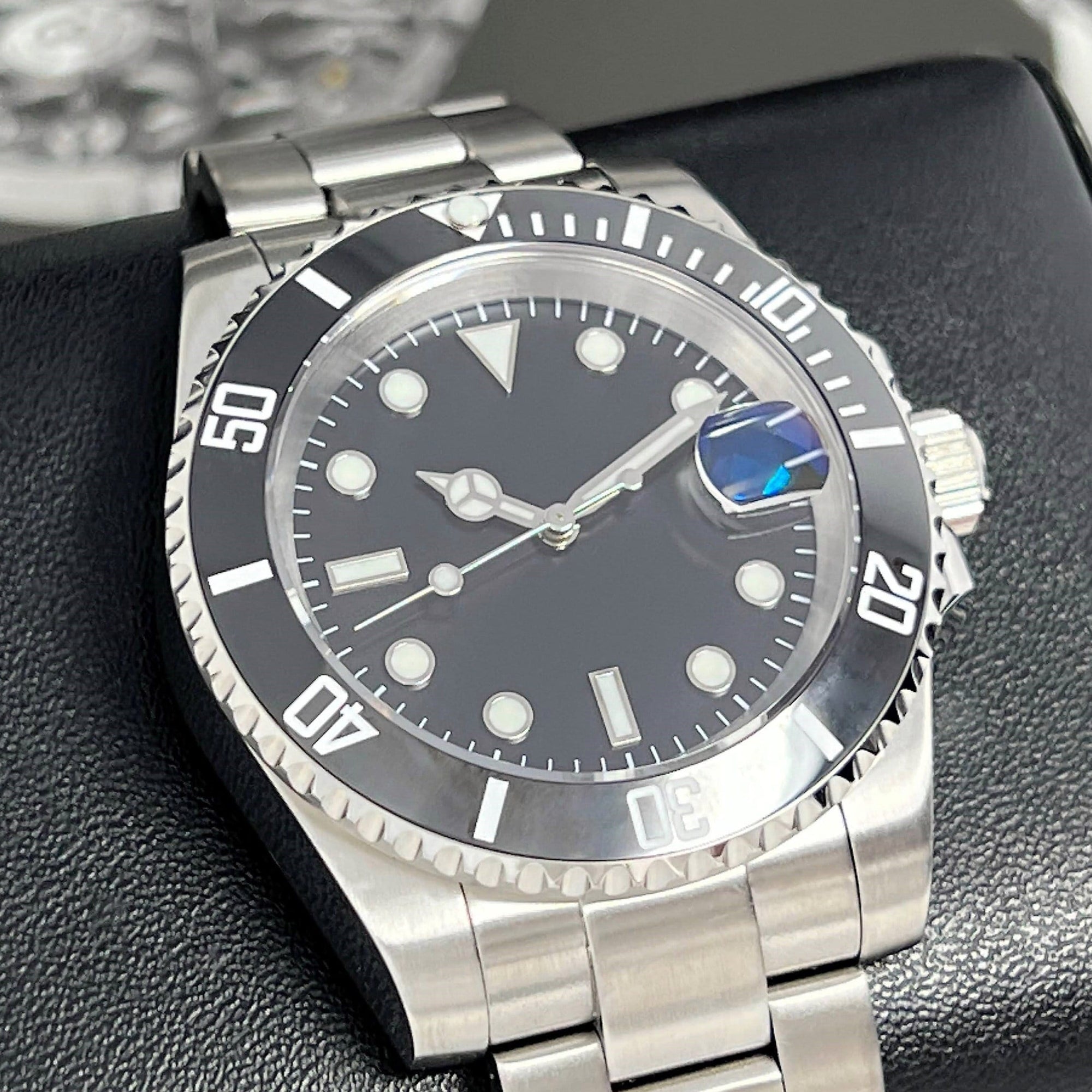 Custom Sub Black | Stainless Steel | Sapphire | Oyst Bracelet | Ceramic Bezel Mod | Watch Mod | with NH35 Movement