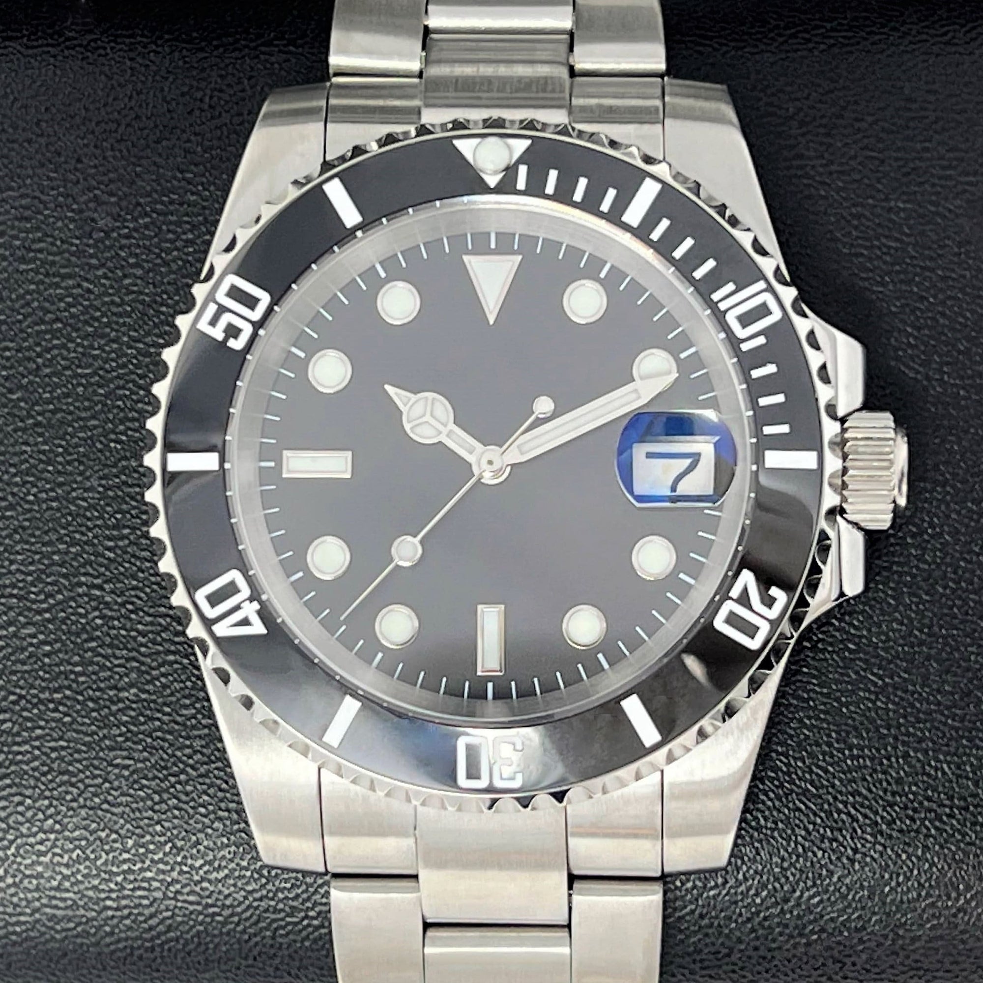 Custom Sub Black | Stainless Steel | Sapphire | Oyst Bracelet | Ceramic Bezel Mod | Watch Mod | with NH35 Movement
