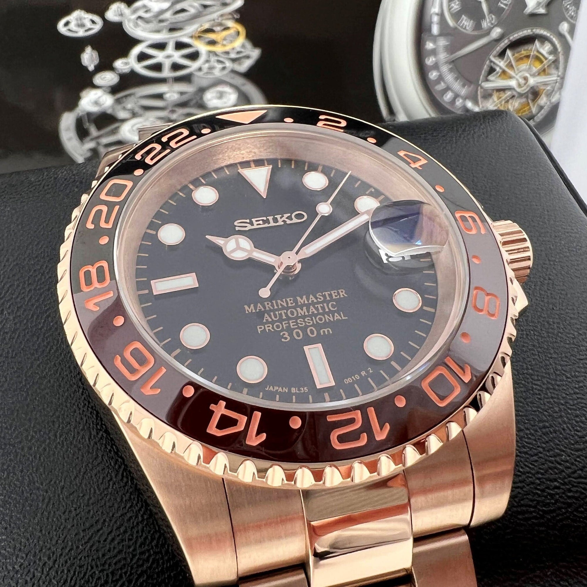 Custom Rootbeer GMT | Stainless Steel Sport Watch | Bronze Watch | Gold Watch | Rose Gold | Mod | Watch Mod | Mens Women