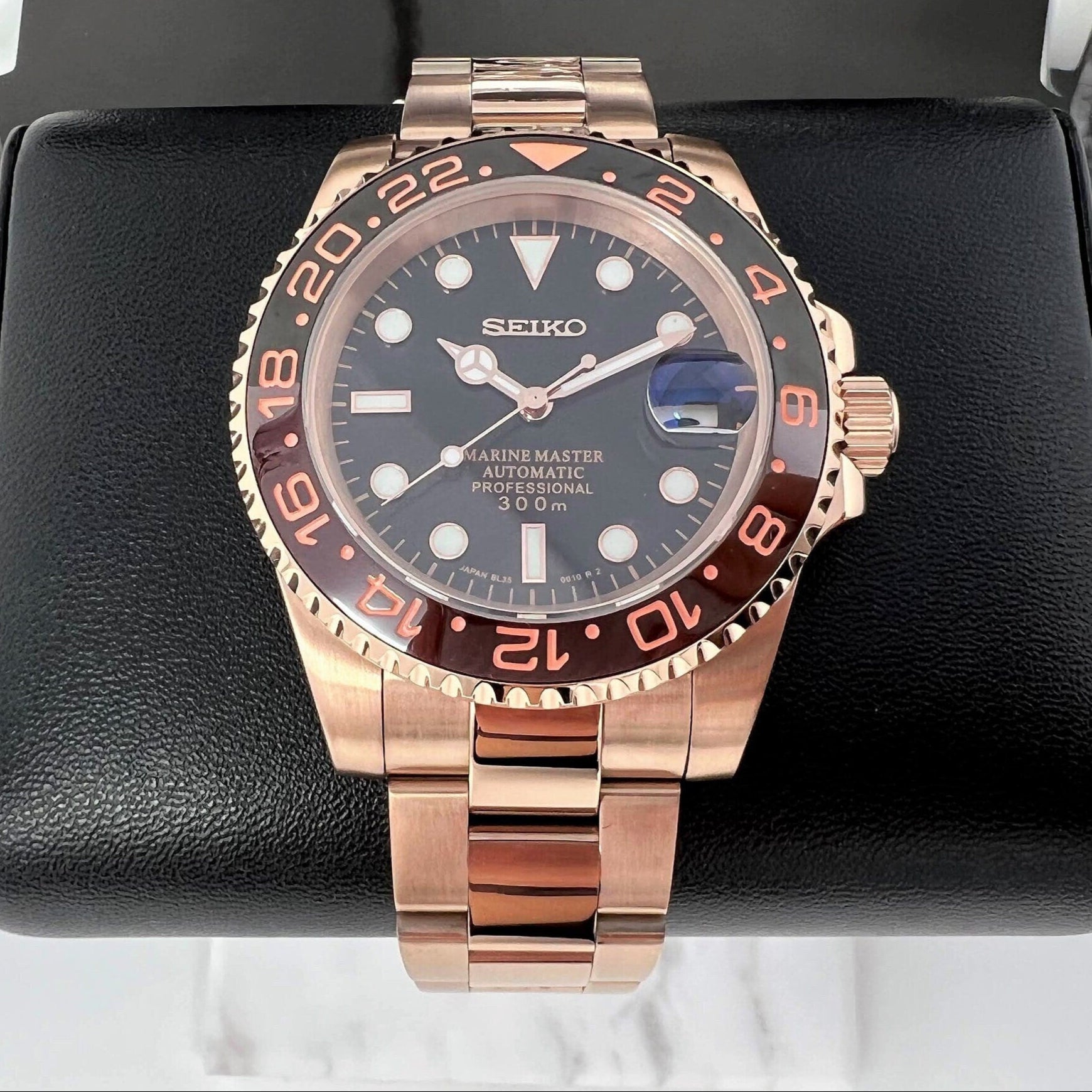 Custom Rootbeer GMT | Stainless Steel Sport Watch | Bronze Watch | Gold Watch | Rose Gold | Mod | Watch Mod | Mens Women