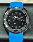 Custom Stealth Blackout Yacht | SKX007 | Men's Watch | Dive Watch | Blue Rubber | Mod | 100M | Custom Mod | Watch Mod | Diver