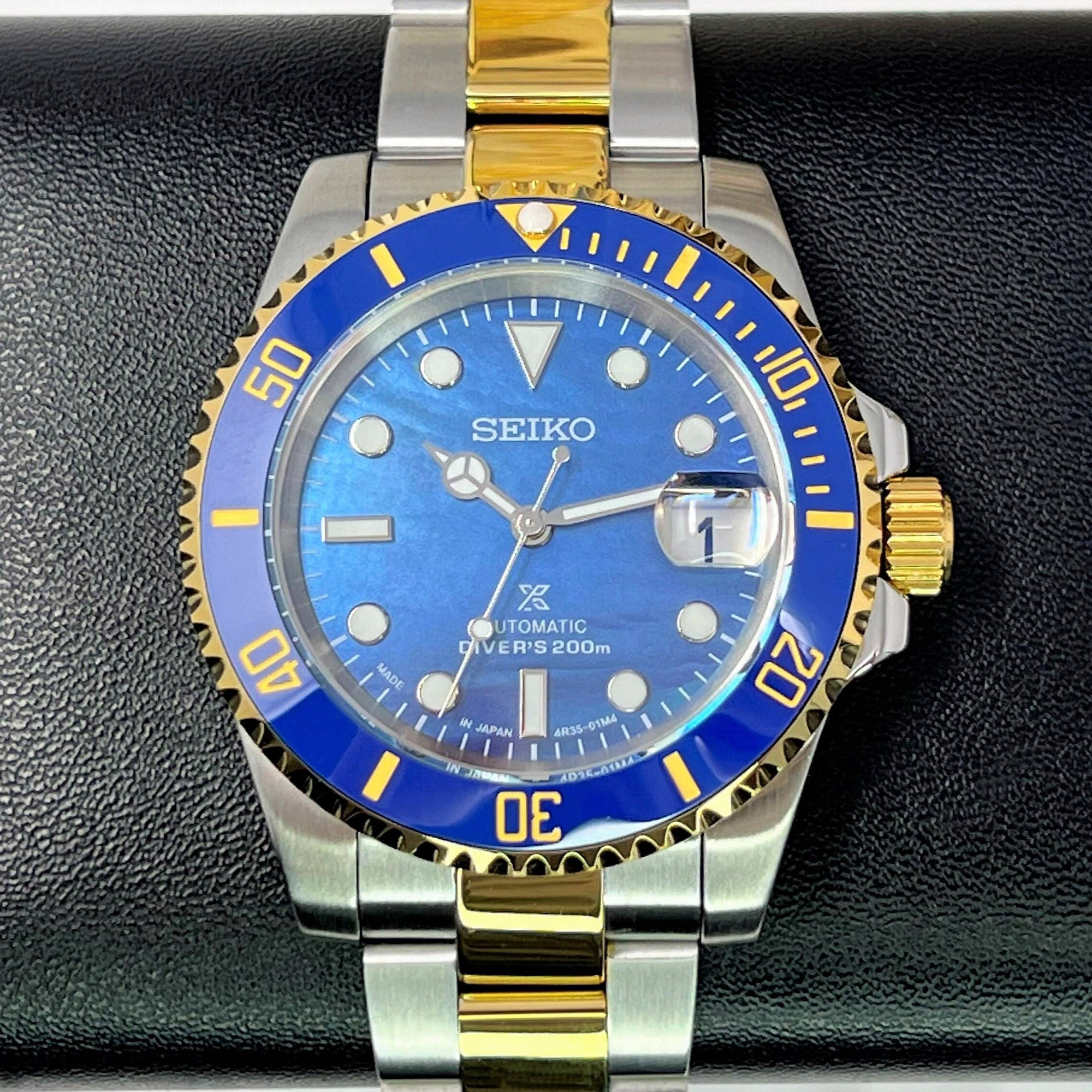 Custom Two Tone Bluesy Ocean Pearl Sub | Diver Watch | Purple | Mod | Watch Mod | Marine Dive Style Watch | Men's Watch | Sub