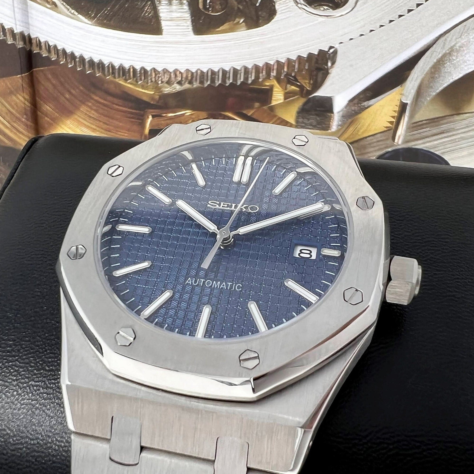 Custom Seikoak Blue - Modern Stainless Steel Sports Watch | Mod | Watch Mod | NH35 Automatic Movement | Luxury Dress Watch | Blue Dial
