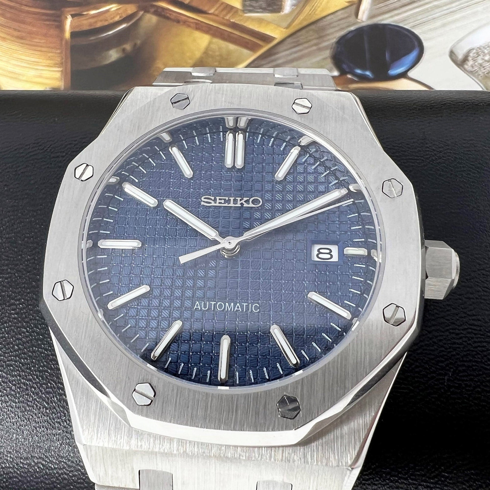 Custom Seikoak Blue - Modern Stainless Steel Sports Watch | Mod | Watch Mod | NH35 Automatic Movement | Luxury Dress Watch | Blue Dial