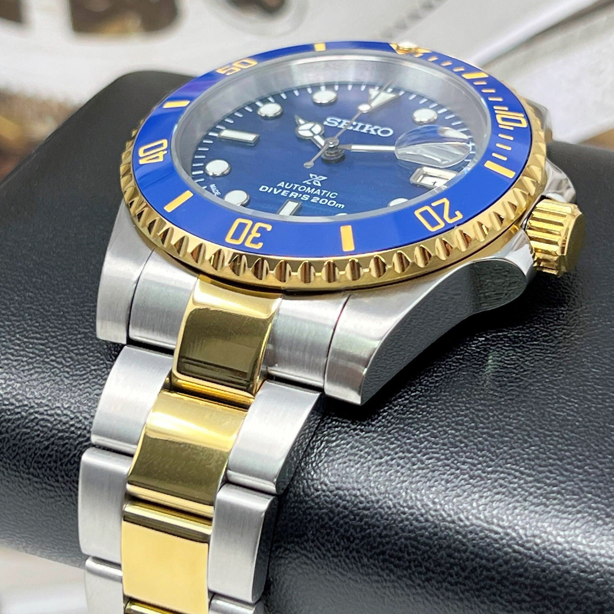 Custom Two Tone Bluesy Ocean Pearl Sub | Diver Watch | Purple | Mod | Watch Mod | Marine Dive Style Watch | Men's Watch | Sub