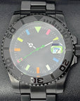 Stealth Rainbow Neon Luxury Watch | Black Blank Dial | Sapphire Crystal, Colorful Dial, Color, Watch Mod, Unique Watch, Mod Watch, Blank Dial