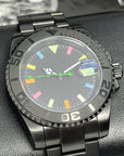 Stealth Rainbow Neon Luxury Watch | Black Blank Dial | Sapphire Crystal, Colorful Dial, Color, Watch Mod, Unique Watch, Mod Watch, Blank Dial