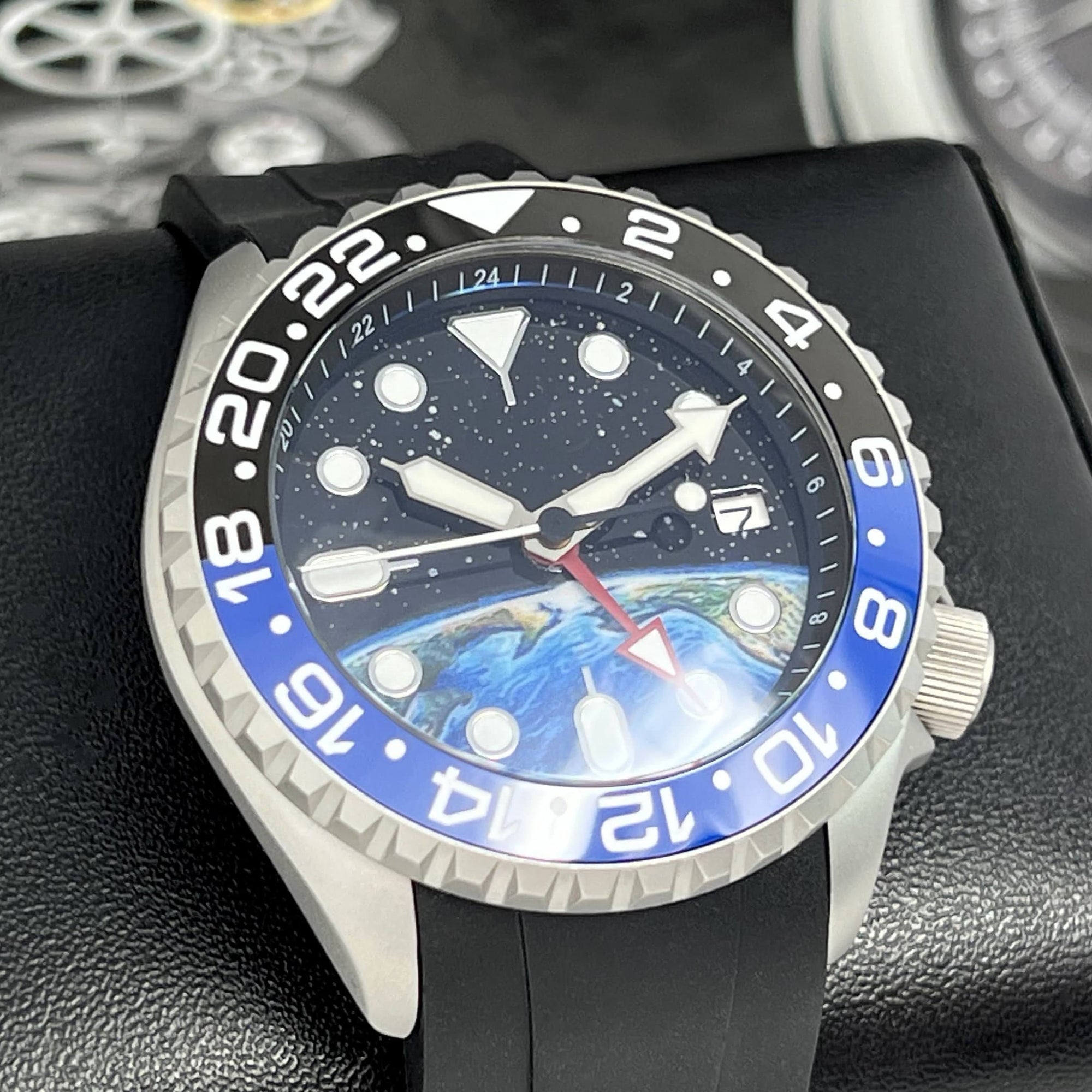 Global GMT Watch Mod | 4 Hand Dual Timezone | NH34 Automatic Movement | Custom Automatic Watch, Travel Watch, SKX Mod, Mod