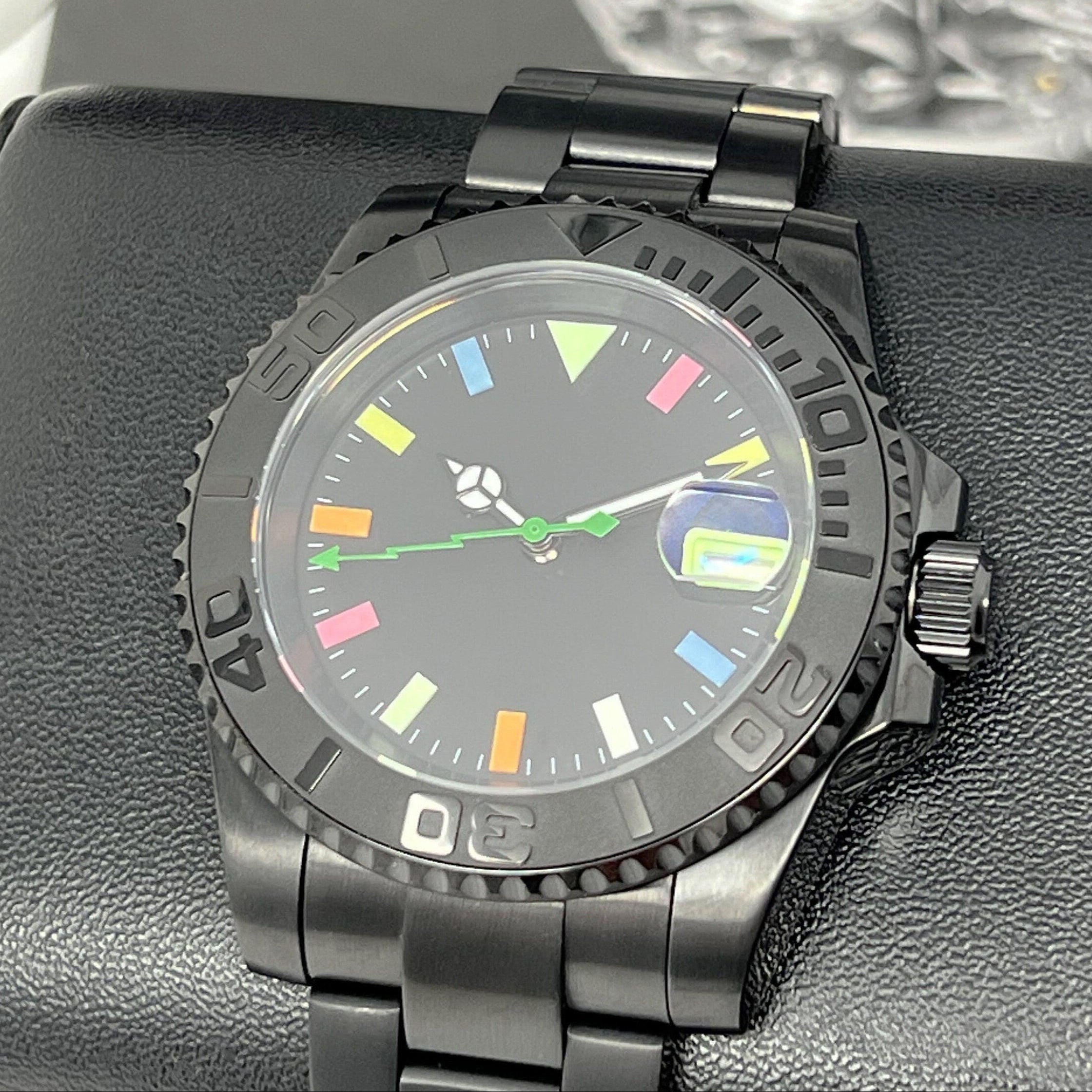 Stealth Rainbow Neon Luxury Mens Watch | Custom NH35 | Seiko Mod