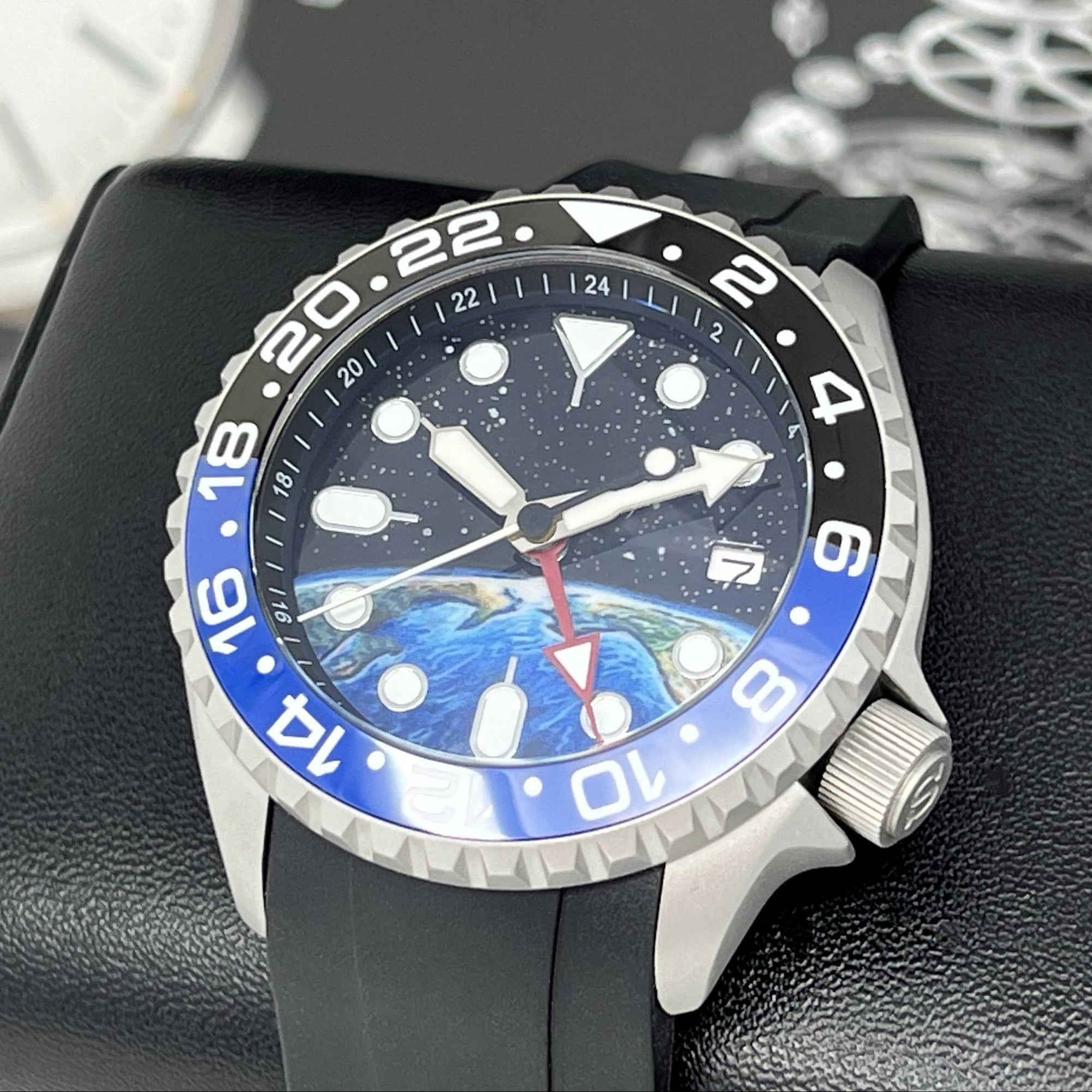 Global GMT Watch Mod | 4 Hand Dual Timezone | NH34 Automatic Movement | Custom Automatic Watch, Travel Watch, SKX Mod, Mod