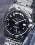 Black Arabic Seiko day-date mod with fluted bezel and jubilee bracelet