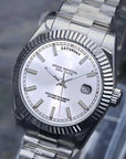 Day date White dial with silver band