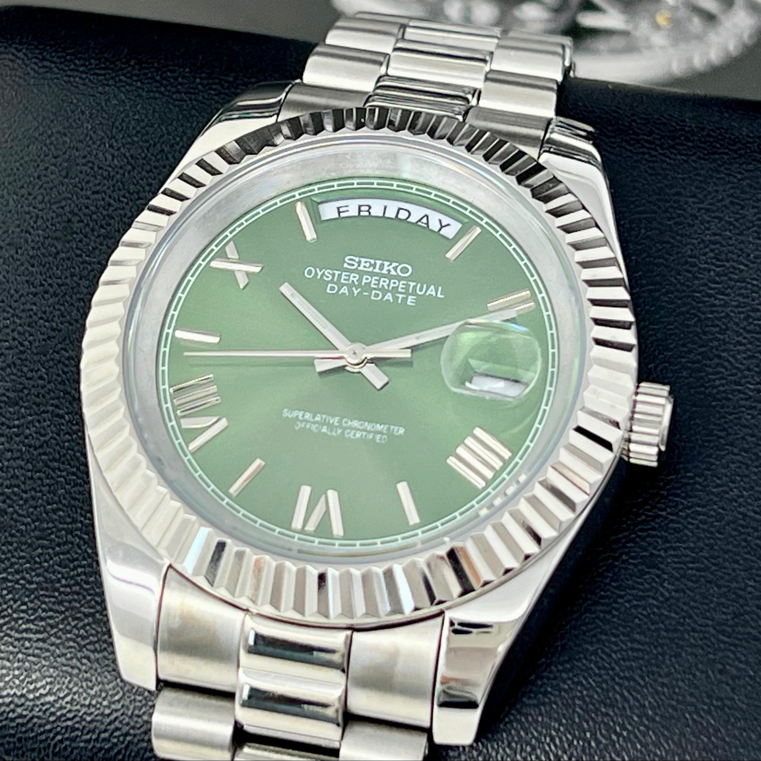 Custom Miyota Day Date Watch | Mint Green Dial