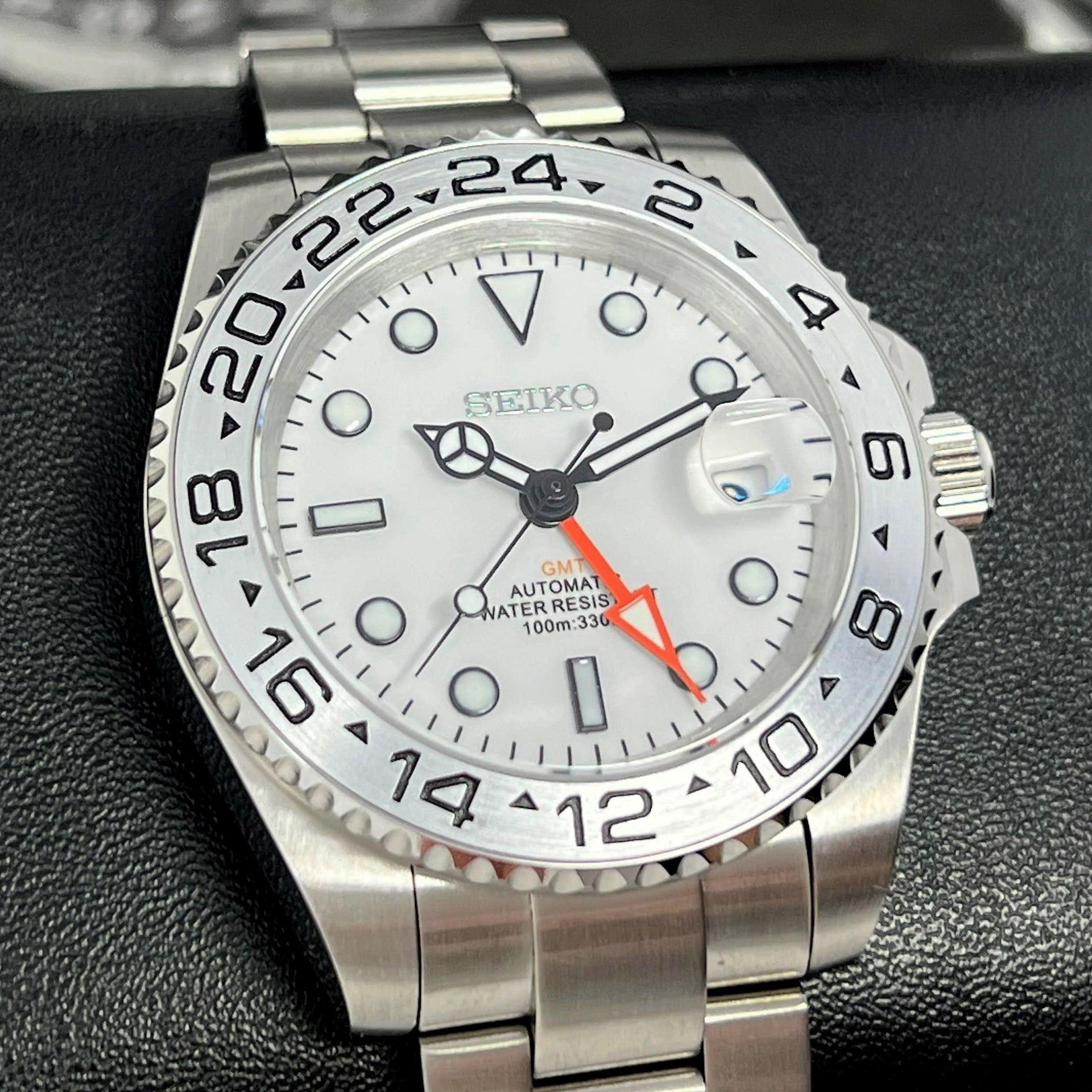 Custom Exp II GMT Watch Polar White NH34 Stainless Steel