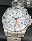Custom Explorer II Watch | 4 Hand GMT | Polar White 41mm, Stainless Steel Sports Watch, White Dial, Seiko NH34 Automatic Movement, Mens Gift