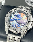 Custom Seiko Monster - Great Wave | Stainless Steel | Kanagawa | Seiko NH35 | Premium Luxury Wristwatch | Watch Mod