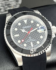 Custom Carbon Fiber Yachtmaster with Red Second Hand | Modern Stainless Steel Sport Watch |