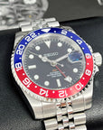 Custom Pepsi - 4 Hand GMT 2023 - Blue and Red - with Seiko NH34 movement - 41mm - Dual Two Timezone - Automatic Custom Watch - Watch Mod