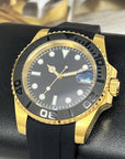 Custom Gold Yachtmaster - Clean Dial - Gold and Black Custom Built | Dive Watch | Yachting | Yellow Gold | Seiko Mod | Custom Mod | Watch Mod | Diver