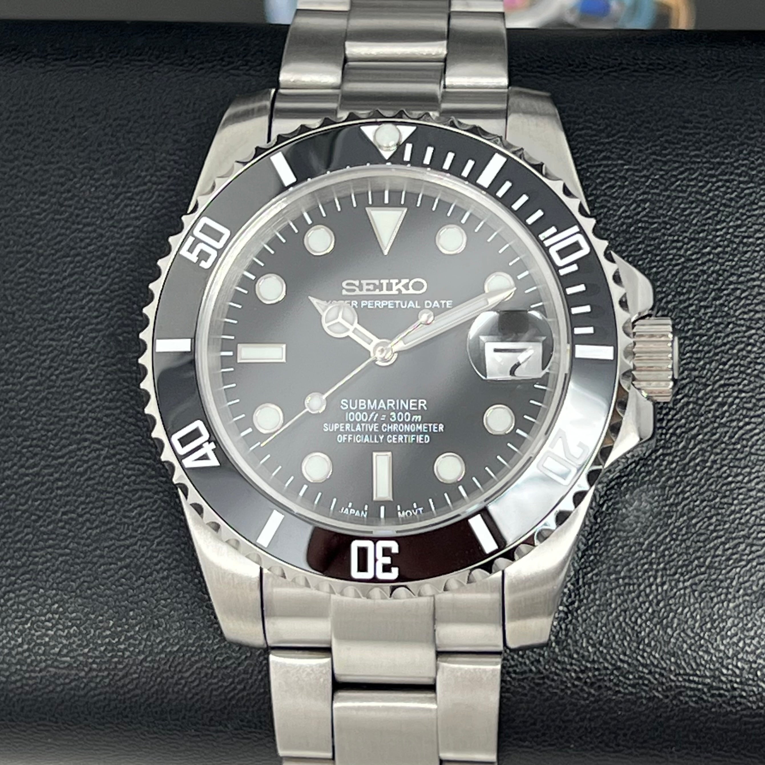 Custom Tuxedo Submariner Black Mod | NH35 Automatic Watch | Seiko Mod