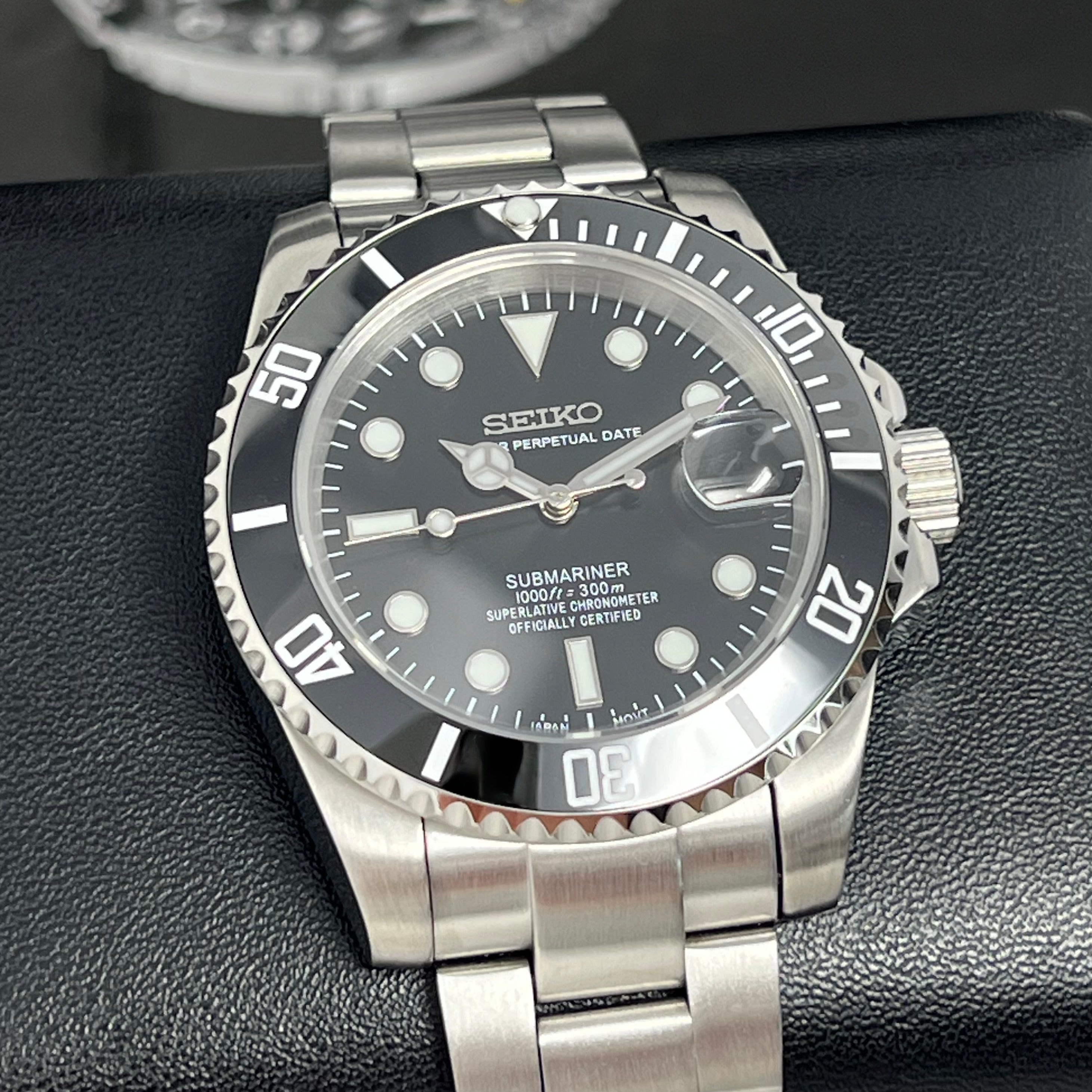 Custom Tuxedo Submariner Black Mod | NH35 Automatic Watch | Seiko Mod
