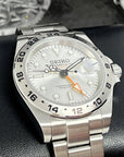 Custom Explorer II Watch | White or Silver | 4 Hand GMT | 41mm, Stainless Steel Sports Watch, White Dial, Seiko NH34 Automatic Movement