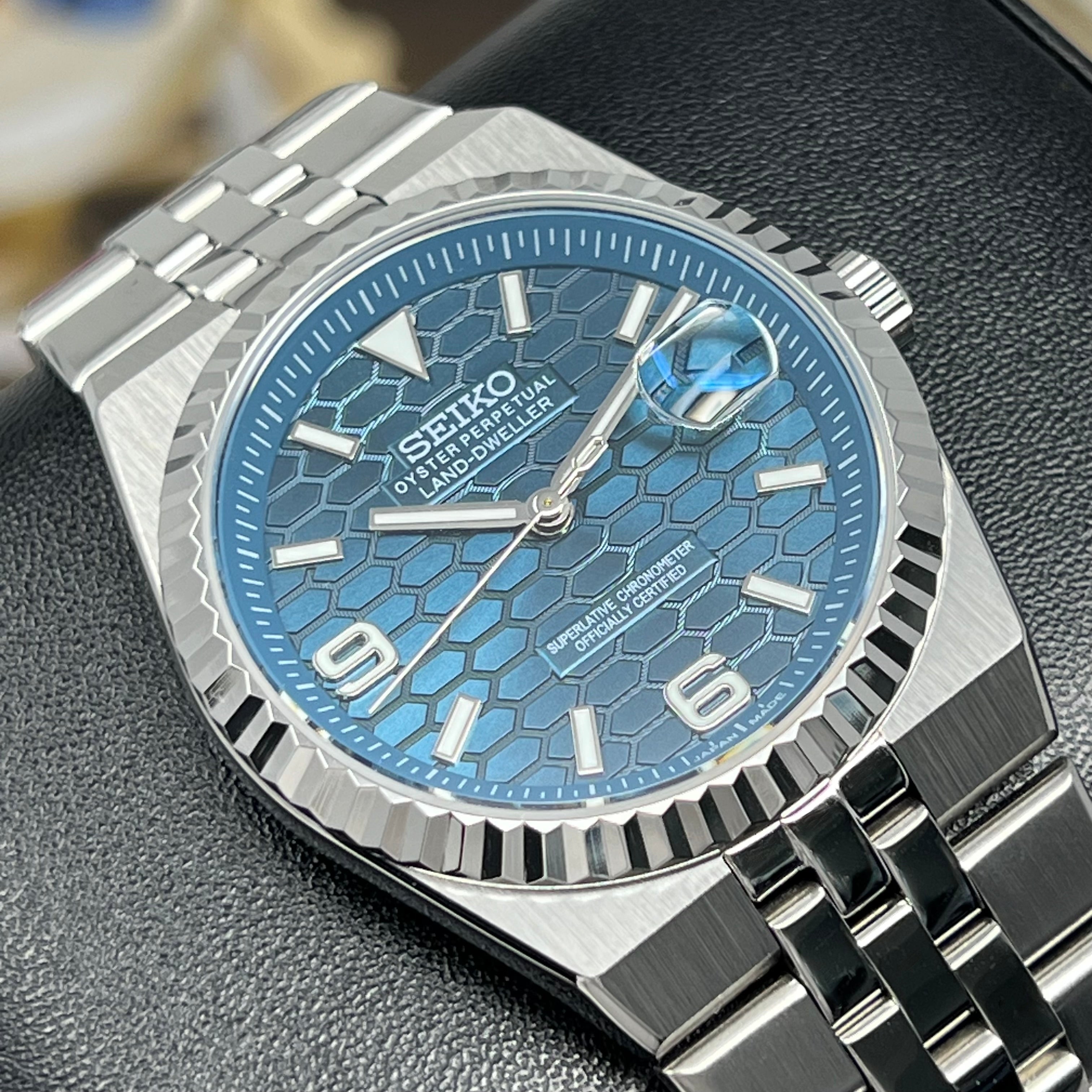 Custom Land Mod | Royal Blue Dial 40mm Watch | Seiko Mod