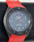 Custom Stealth Blackout Yacht | SKX007 | Men's Watch | Dive Watch | Red Rubber | Mod | 100M | Custom Mod | Watch Mod | Diver