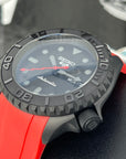 Custom Stealth Blackout Yacht | SKX007 | Men's Watch | Dive Watch | Red Rubber | Mod | 100M | Custom Mod | Watch Mod | Diver