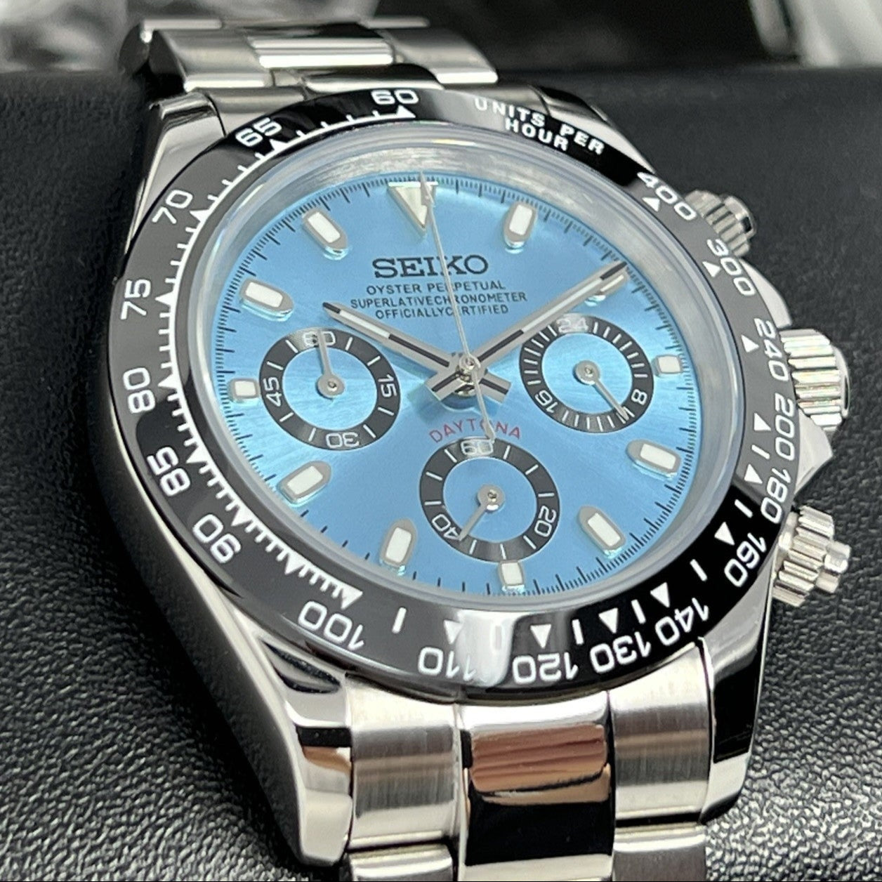 Custom Daytona 40mm - Rare Sky Blue | Stainless Steel | Mecaquartz Watch | Quartz Watch | Seikotona | Seikitona | Seiktona | John Mayer