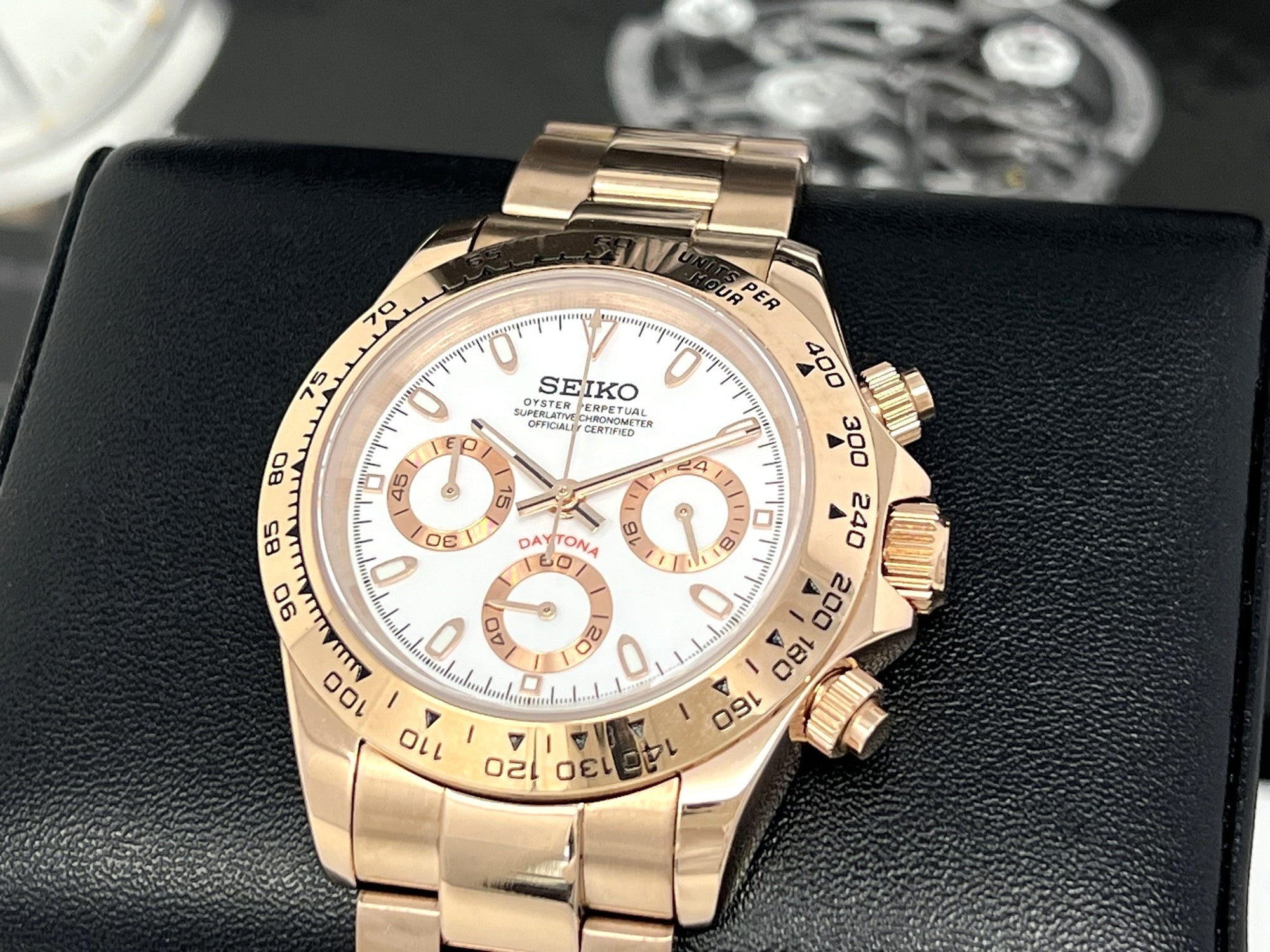 Seiko Rose Gold Daytona - Luxury Chronograph | Chrono | Mecaquartz | Mens | Sport Watch | VK63 Quartz | Daytona | Cosmograph