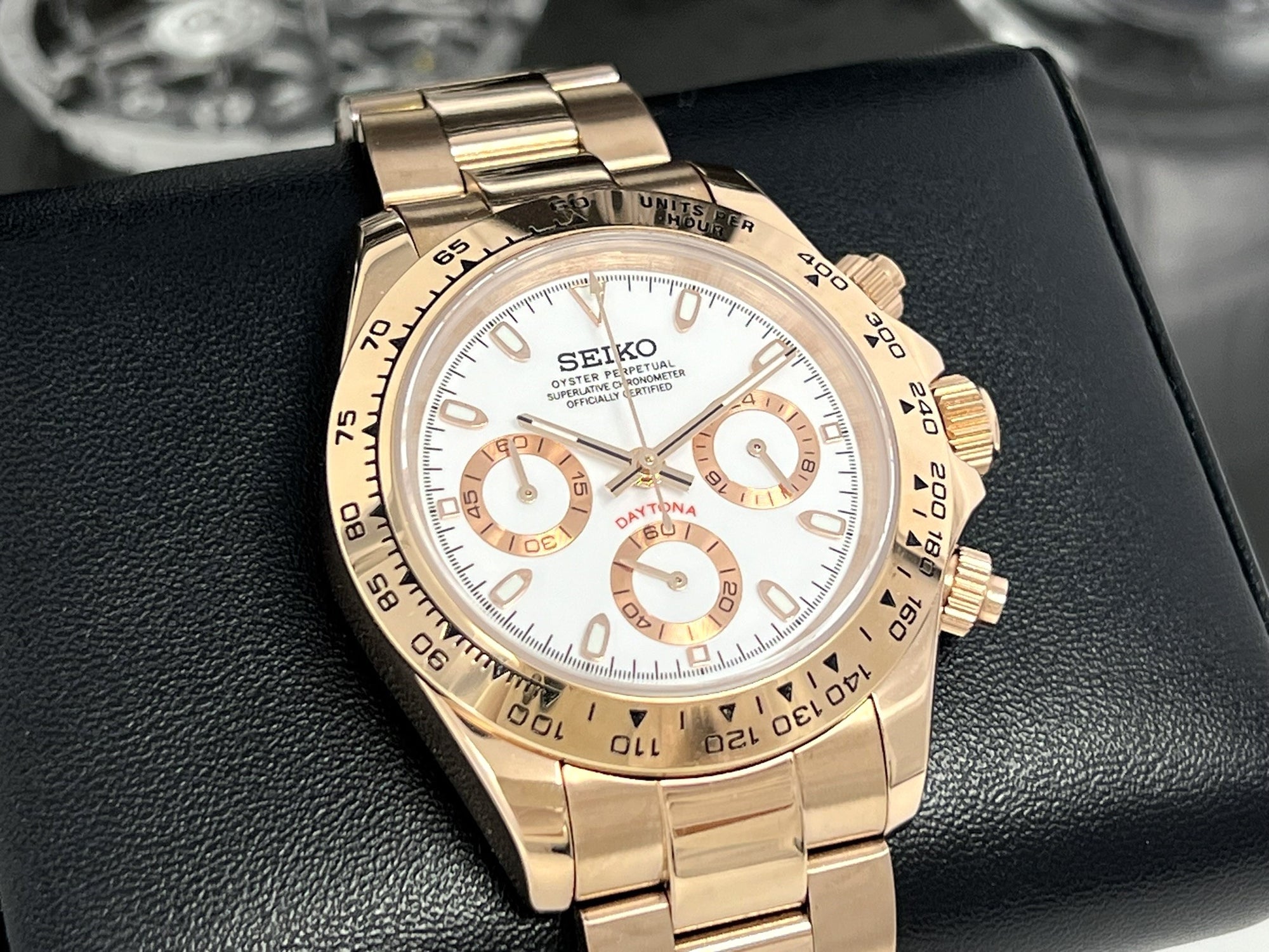 Seiko Rose Gold Daytona - Luxury Chronograph | Chrono | Mecaquartz | Mens | Sport Watch | VK63 Quartz | Daytona | Cosmograph