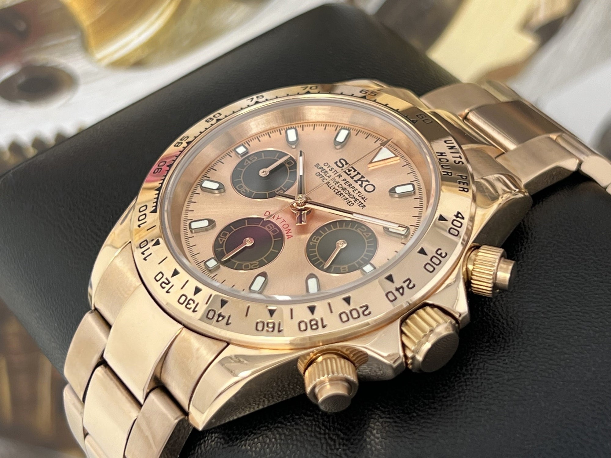 Seiko Rose Gold Daytona - Luxury Chronograph | Chrono | Mecaquartz | Mens | Sport Watch | VK63 Quartz | Daytona | Cosmograph