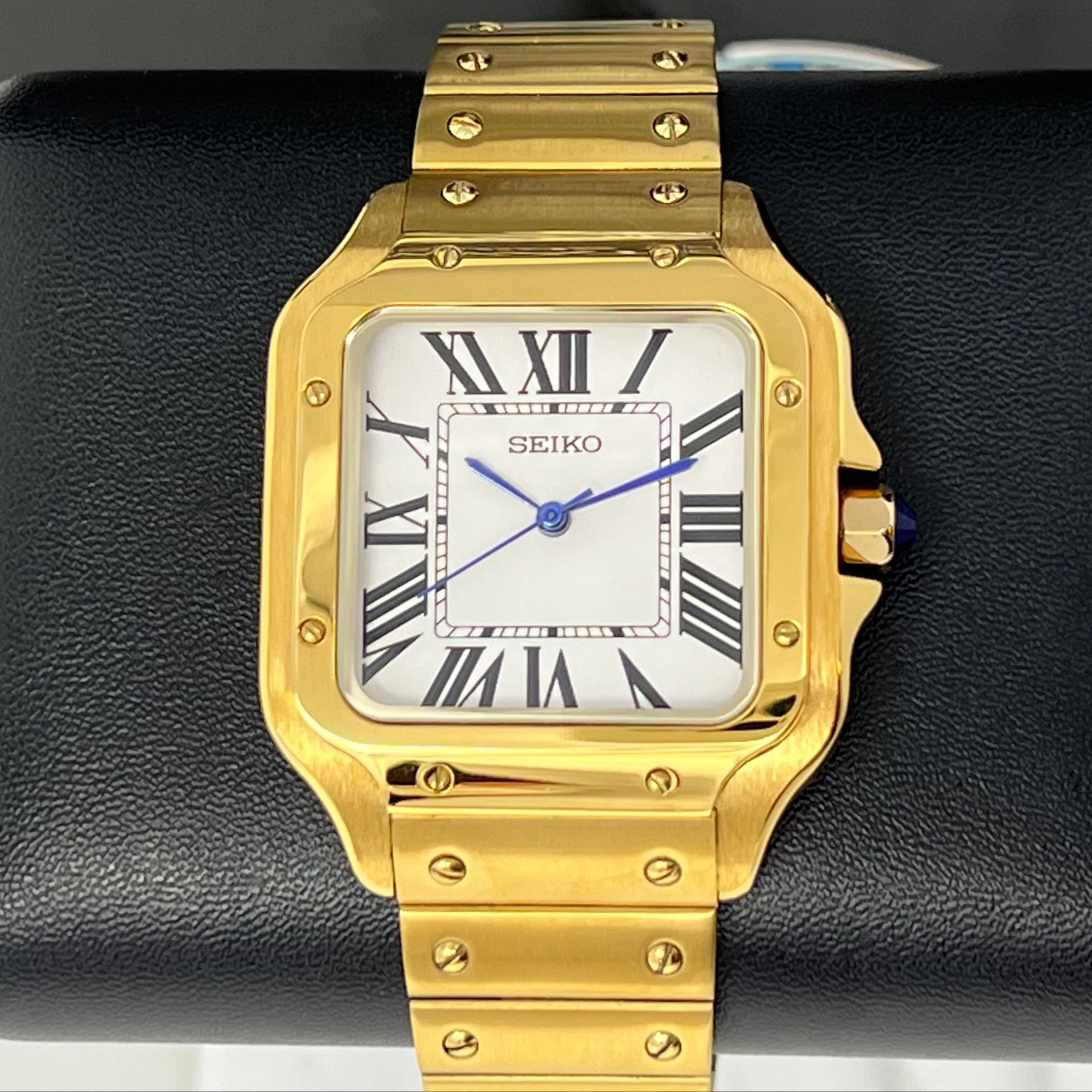 Custom Gold Santos Mod | Stainless Steel Watch | 38mm