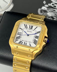Custom Gold Santos Mod | Stainless Steel Watch | 38mm | Classic White Dial | Automatic Watch | Seiko NH35 Movement