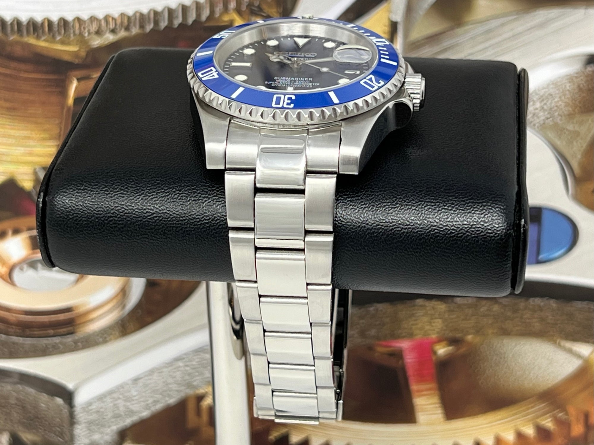 Custom Bluesy Sub | Stainless Steel | Sapphire Crystal | Black Seiko Mod | Seiko NH35 Automatic Submariner