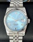 Custom Rare Ice Blue Datejust 36mm 39mm | Fluted Bezel | Jub | NH35 | Watch Mod | Buckley Dial | DJ36 | Roman Numeral | Platinum