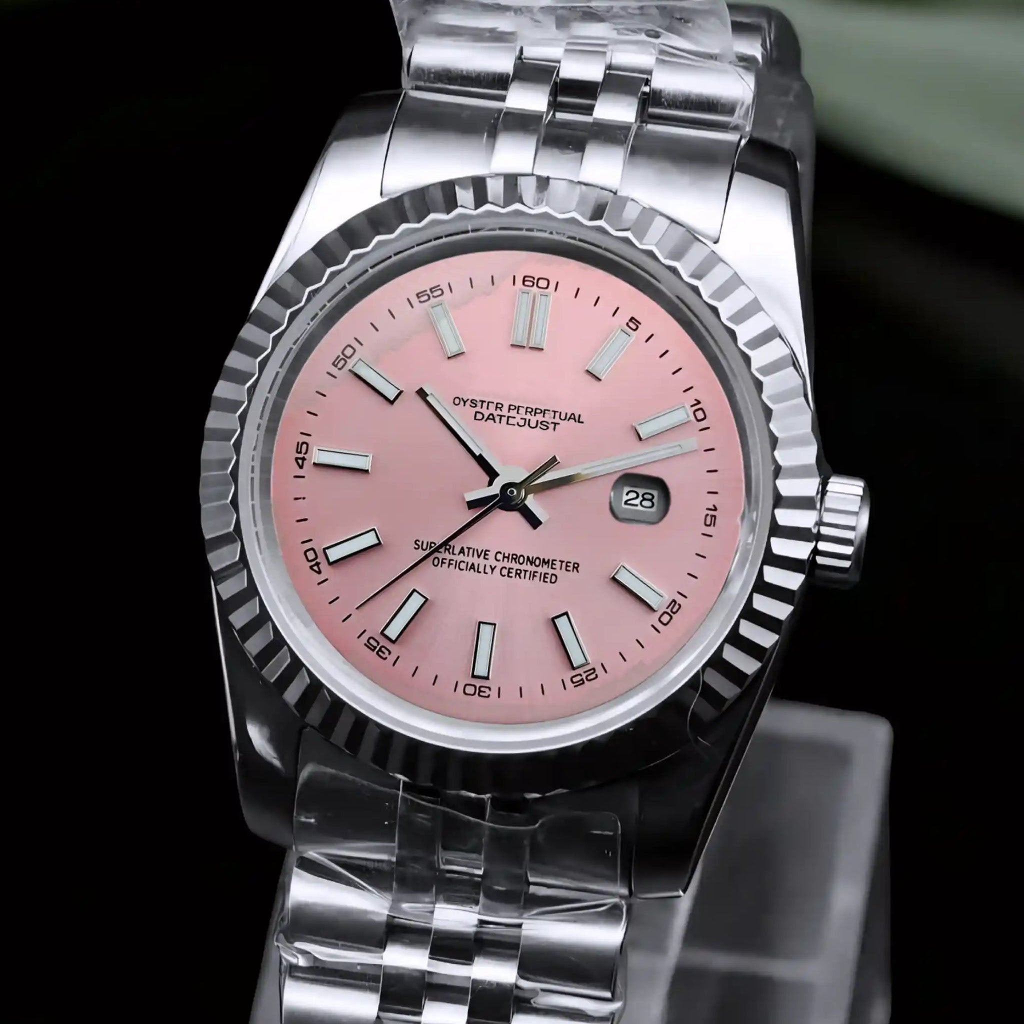 Custom Ladies Pink DJ Automatic Watch | 31mm | NH05 Movement