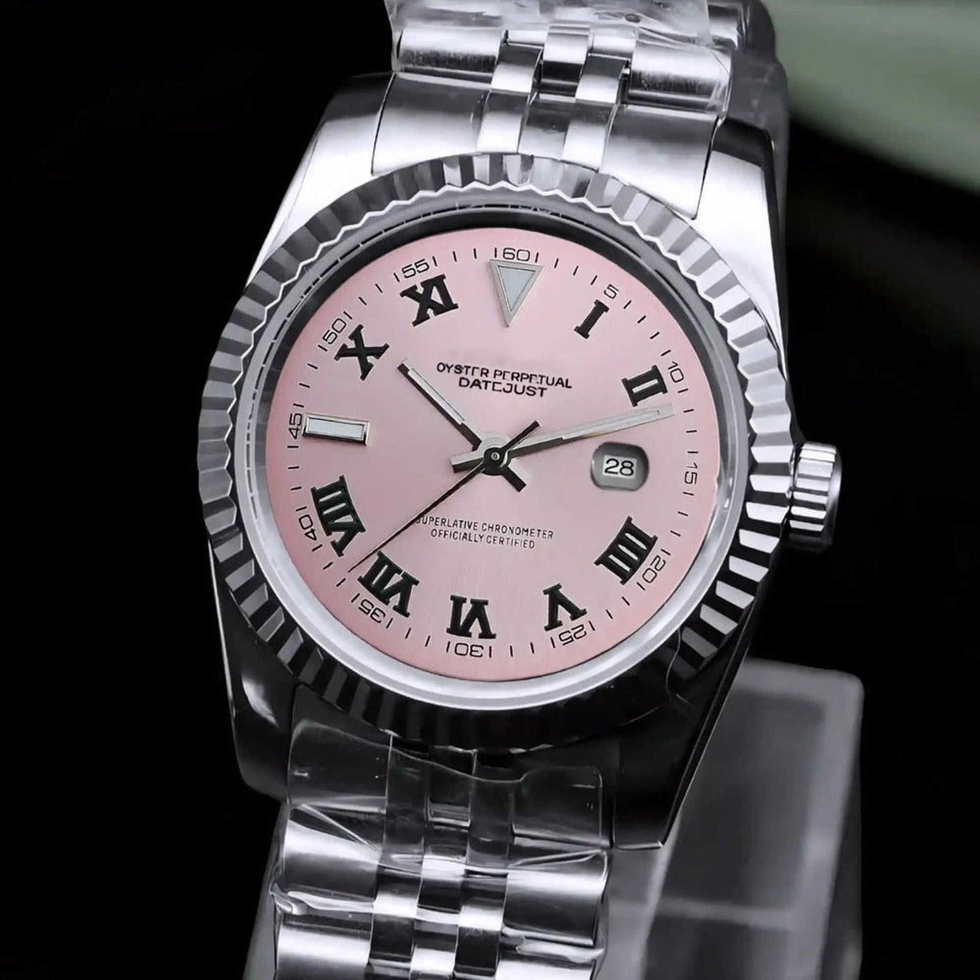 Wimbledon Pink Dial with Silver Band