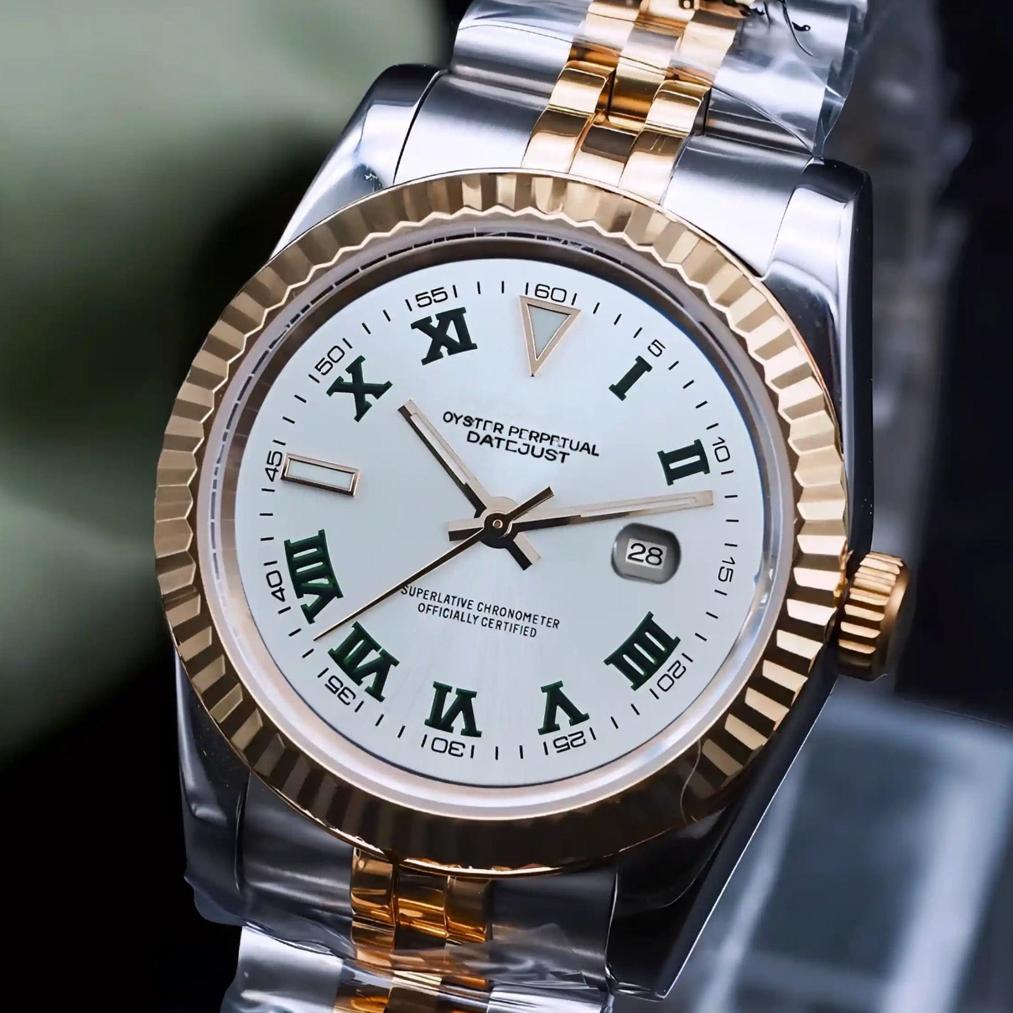 Two Tone Rose Gold White dial with Silver Band