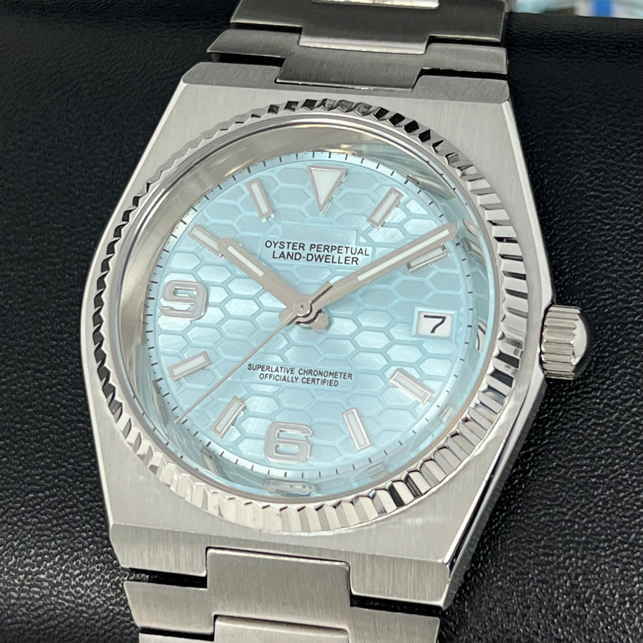 Custom Land Mod | Ice Blue Dial | 40mm Stainless Steel | Seiko Mod