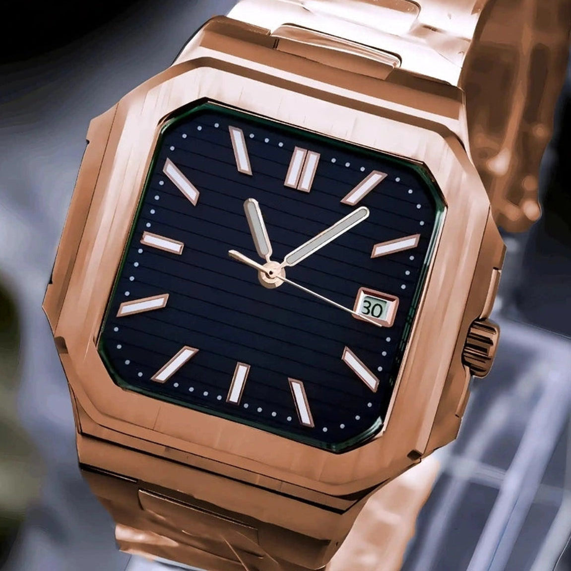 Black Dial with Rose gold band