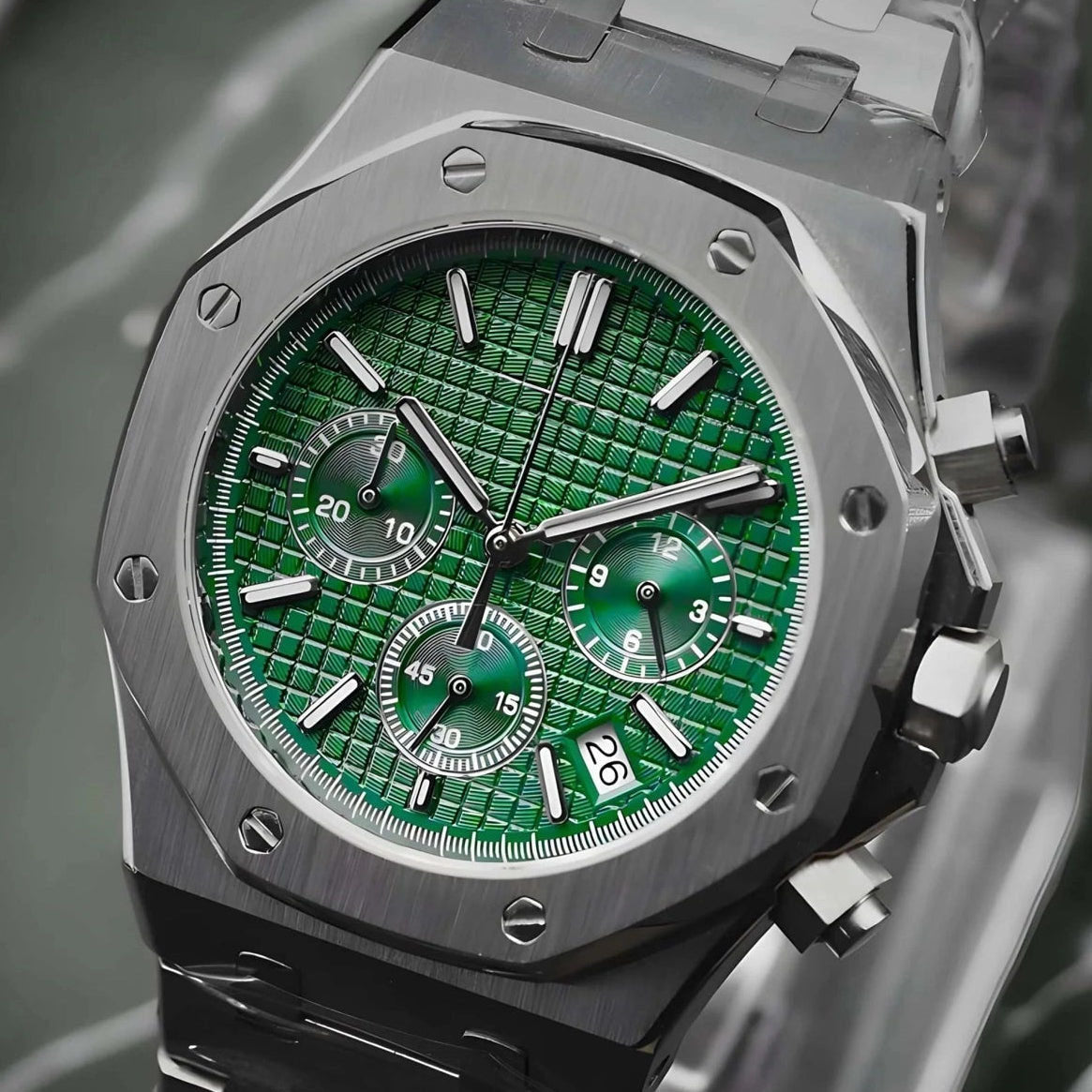 Green DIal with SIlver Band