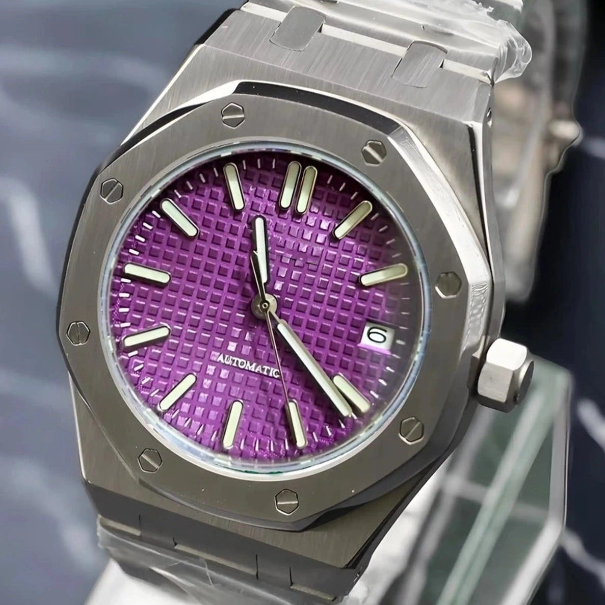 Purple Dial with Silver Band