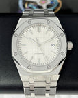 Seikoak - Luxury White on Stainless Steel - Beautiful Dress Watch 42mm | Royal | Oak | Waffle Dial | Premium Luxury Wristwatch | Men's Watch