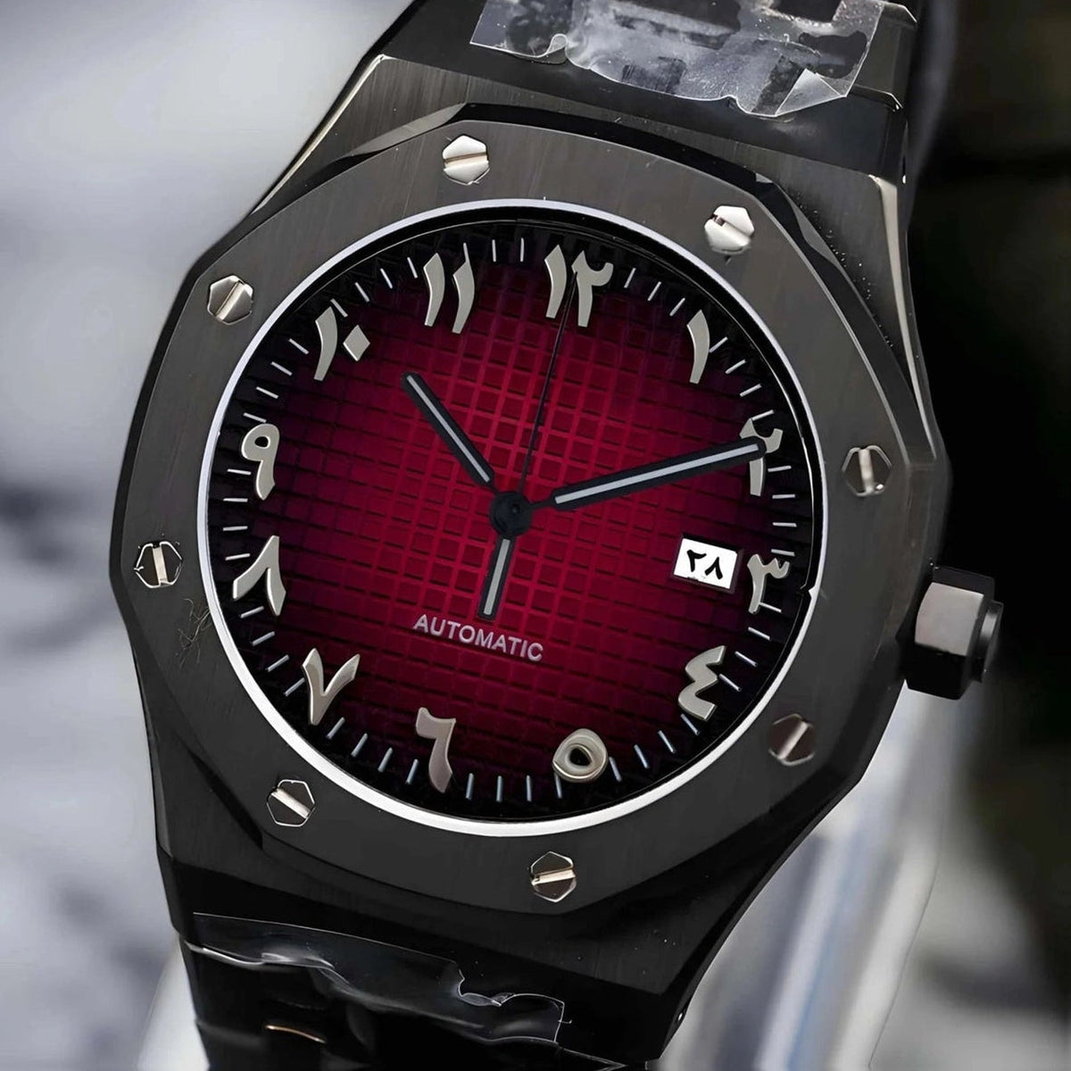 Seikoak Luxury Red Black Arabic | Custom Watch Mod | 42mm NH35 ...